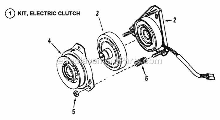 Electric Clutch Assembly Diagram and Parts List for LT16002  Snapper Lawn Tractor