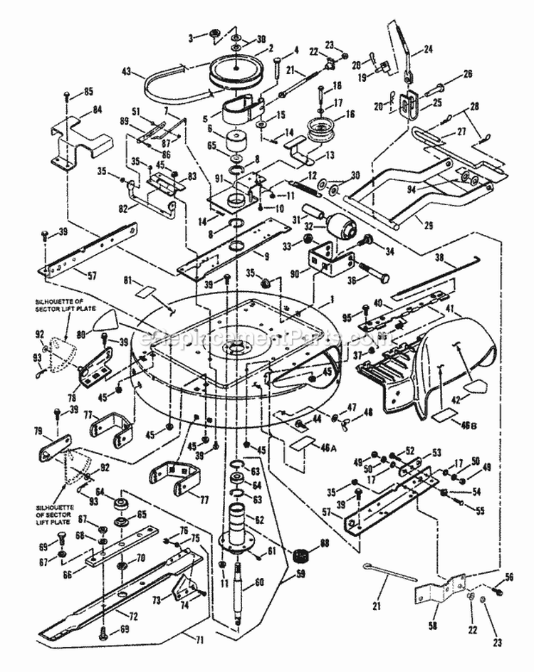 33 Cutting Deck Belts Brakes Diagram and Parts List for ELT145H33HBV  Snapper Lawn Tractor