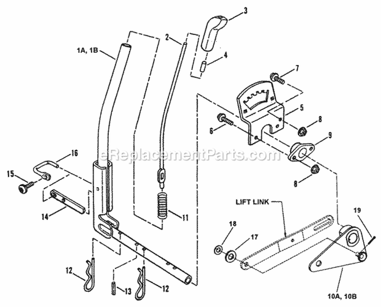 Implement Lift Parts Diagram and Parts List for LT180H48DBV2  Snapper Lawn Tractor