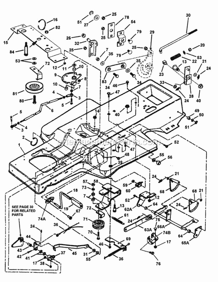 Frame Clutch Brake  Steering Components (Part 1) Diagram and Parts List for LT180H48FBV2  Snapper Lawn Tractor