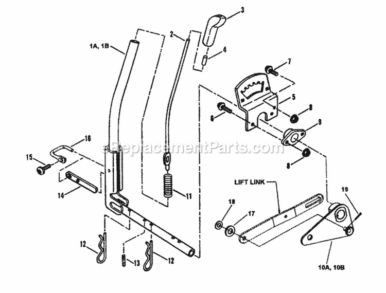 Implement Lift Parts Diagram and Parts List for LT160H42FBV2  Snapper Lawn Tractor