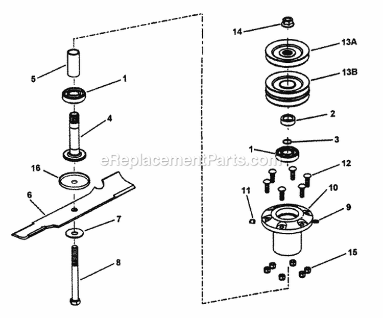 Spindle Assemblies - 48 Cutting Deck Diagram and Parts List for LT180H48FBV2  Snapper Lawn Tractor