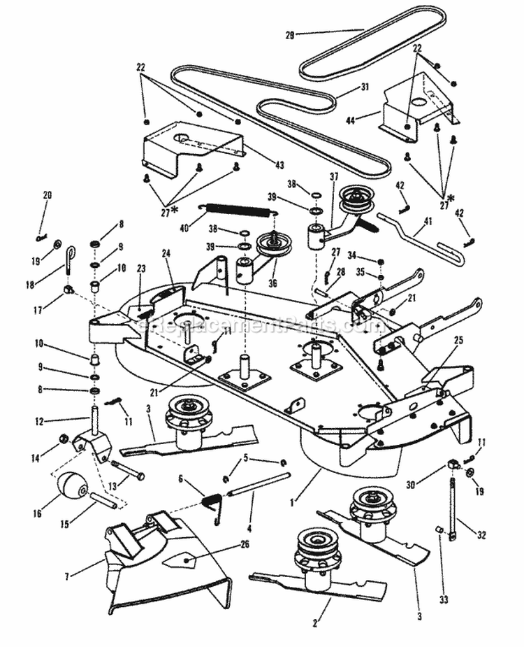 48 Cutting Deck Belts Brakes Diagram and Parts List for LT180H48FBV2  Snapper Lawn Tractor