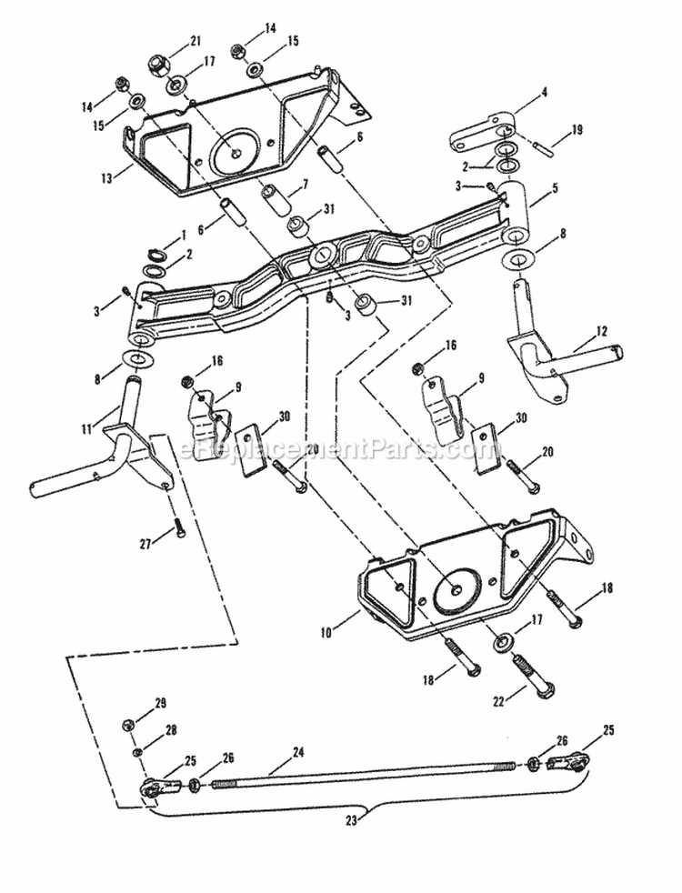 Cast Front Axle Diagram and Parts List for LT160H42FBV2  Snapper Lawn Tractor