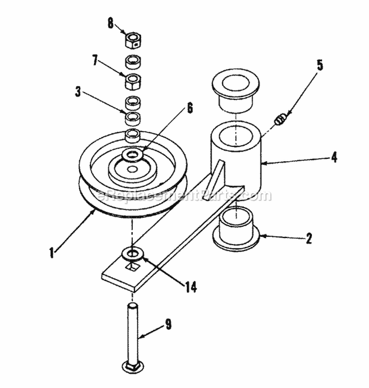 Deck Idler Assembly Diagram and Parts List for LT180H48FBV2  Snapper Lawn Tractor