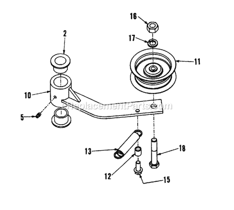 Drive Idler Arm Assembly Diagram and Parts List for LT180H48FBV2  Snapper Lawn Tractor