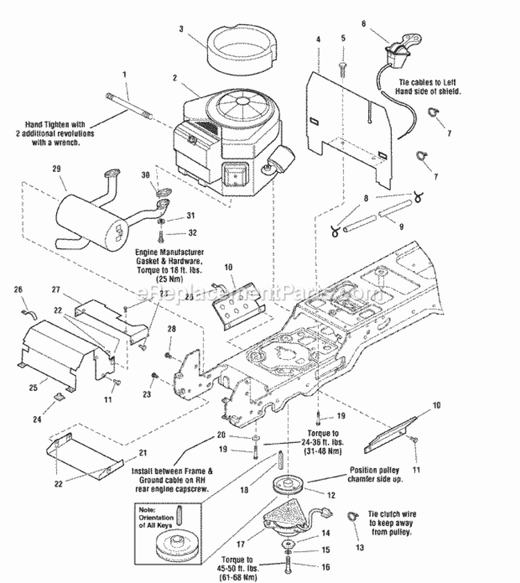 Engine  Electric Clutch Group - 18Hp  20Hp BS Vanguard Diagram and Parts List for LT1840 1694808 Snapper Lawn Tractor