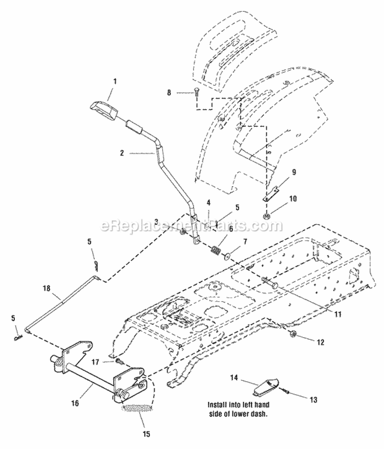 Lift Group - Manual Lift With Cruise Control Diagram and Parts List for LT1840 1694808 Snapper Lawn Tractor