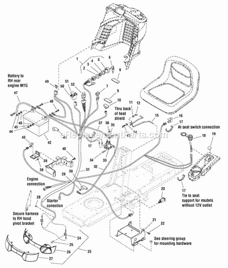 Electrical Group Diagram and Parts List for ELT18540 2690781 Snapper Lawn Tractor