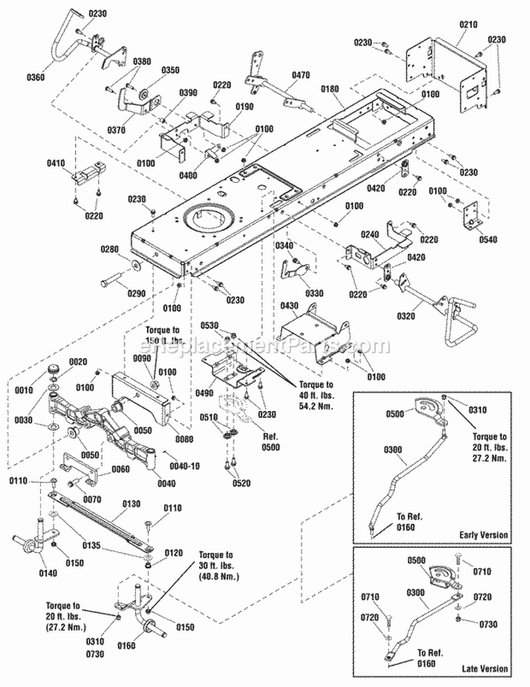 Frame  Front Axle Group Diagram and Parts List for ELT18540 2690781 Snapper Lawn Tractor