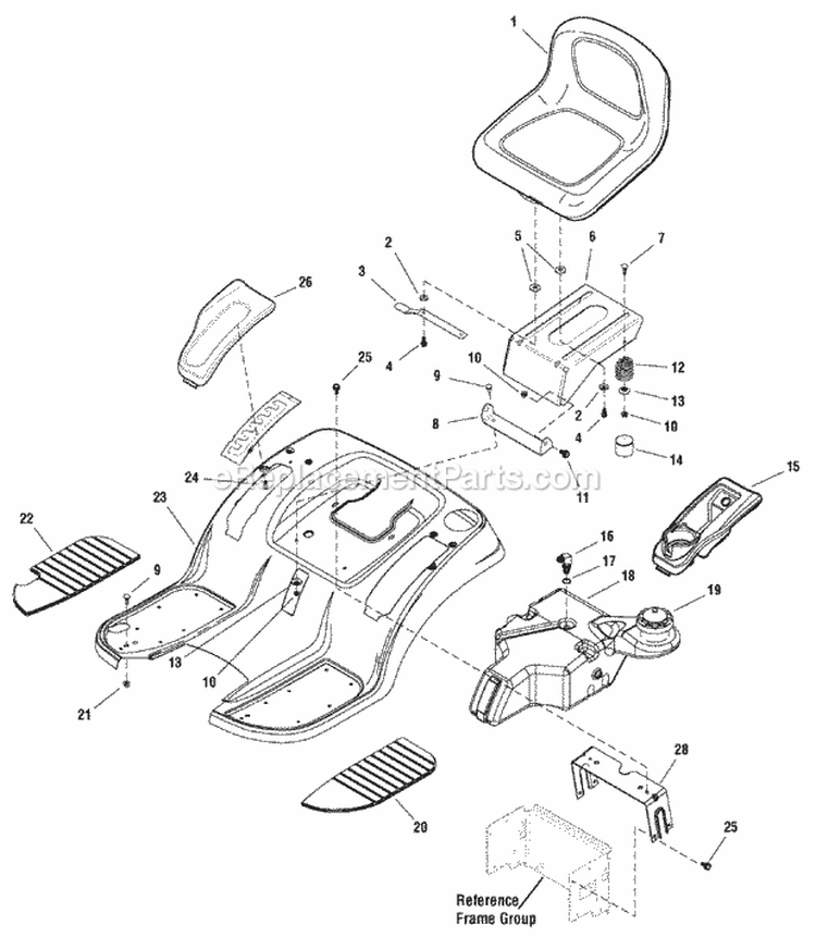 Seat Deck  Fuel Tank Group Diagram and Parts List for ELT18540 2690781 Snapper Lawn Tractor