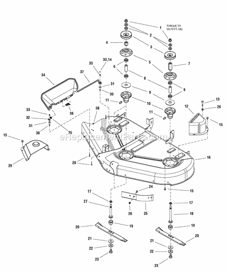 50 Mower Deck - Housing Arbors  Blades Group - Lt22500 Diagram and Parts List for LT18500 2690518 Snapper Lawn Tractor