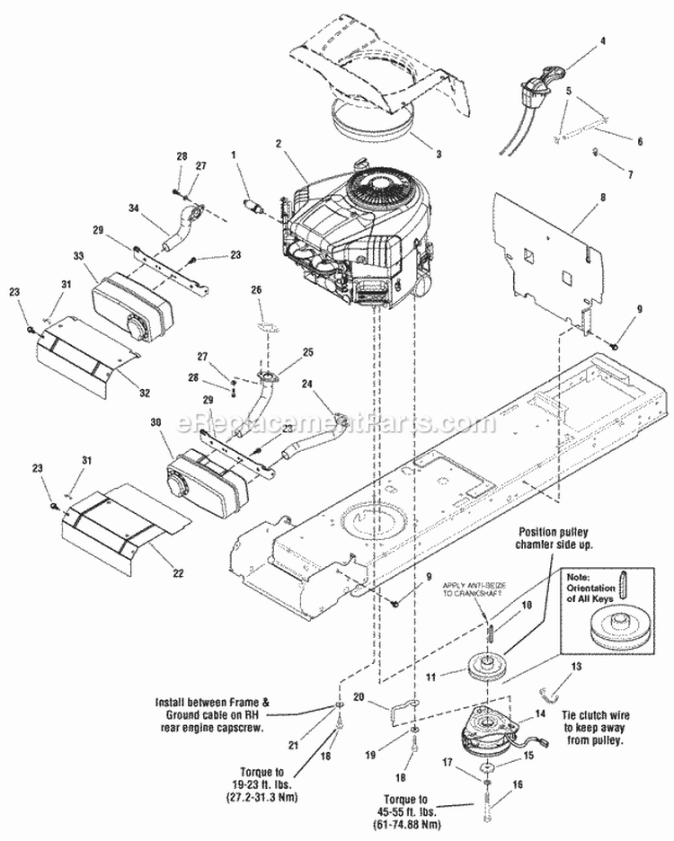 Engine  Electric Clutch Group 38  42 Diagram and Parts List for LT2250 2690443 Snapper Lawn Tractor