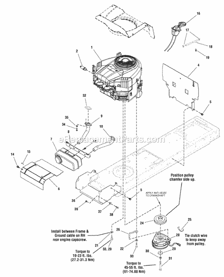 Engine Group - 23Hp Diagram and Parts List for LT23420 2690808 Snapper Lawn Tractor