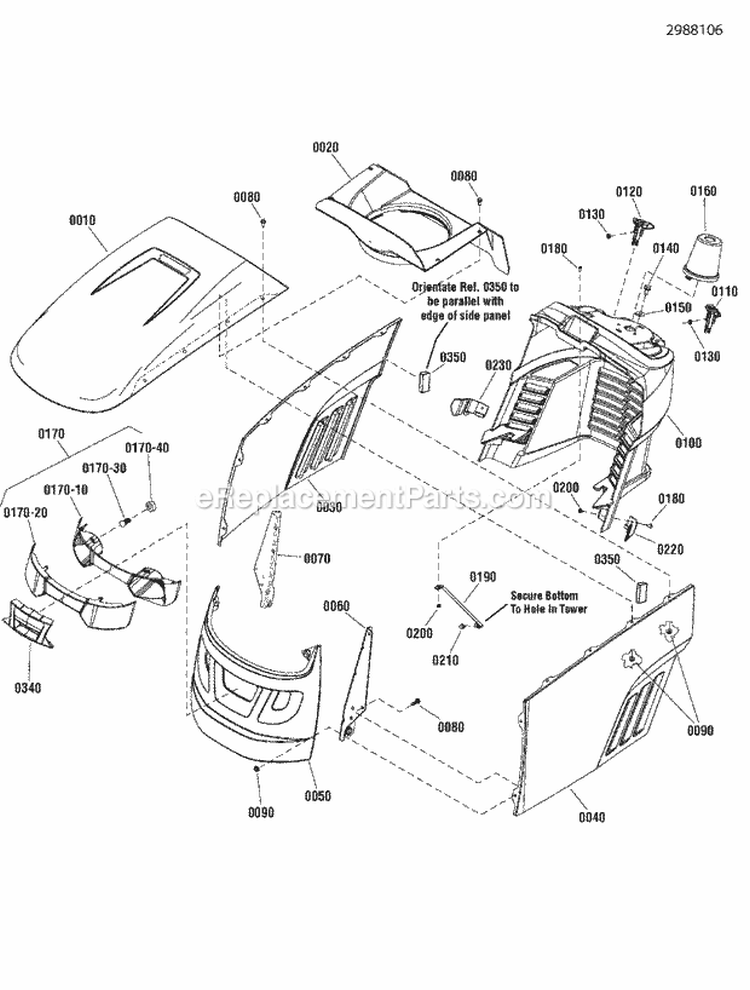 Hood Grille  Dash Group Diagram and Parts List for LT23420 2690808 Snapper Lawn Tractor
