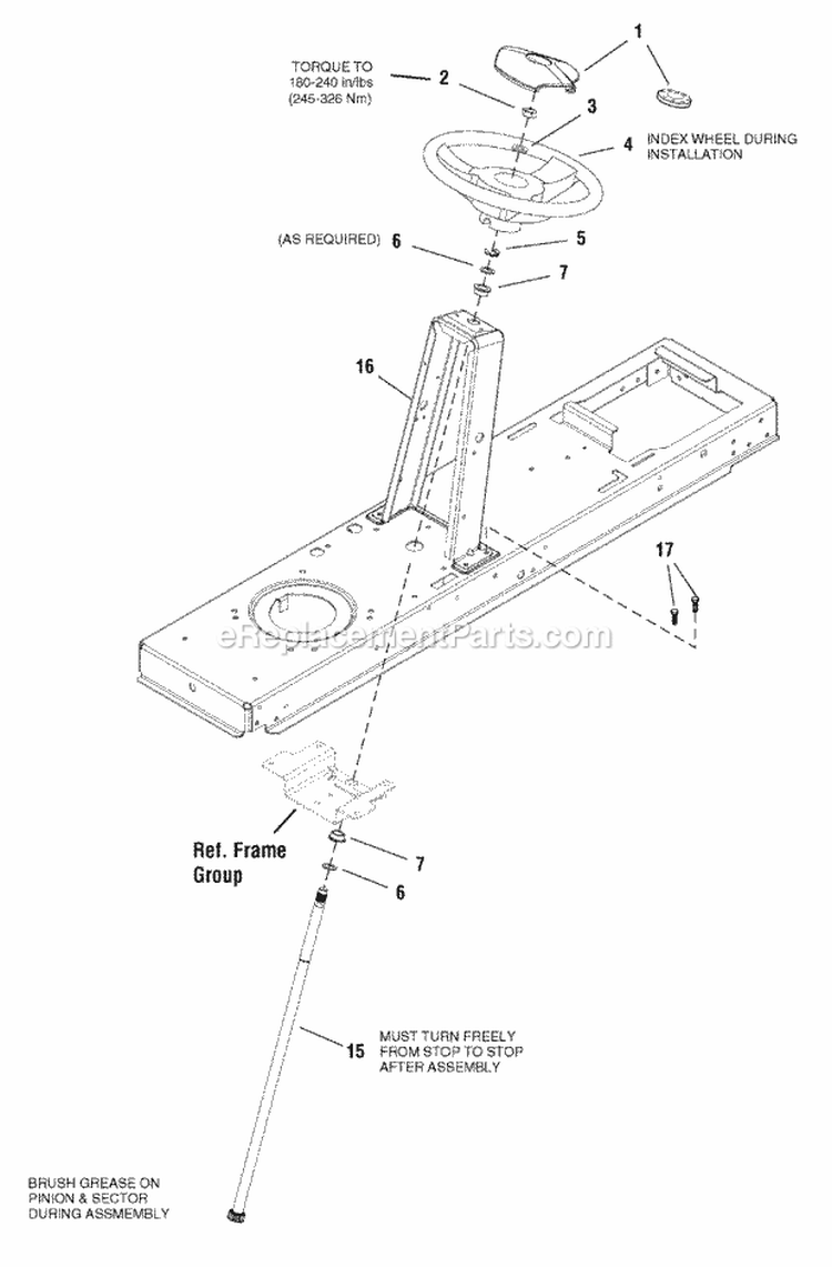 Steering Group Diagram and Parts List for LT23420 2690808 Snapper Lawn Tractor