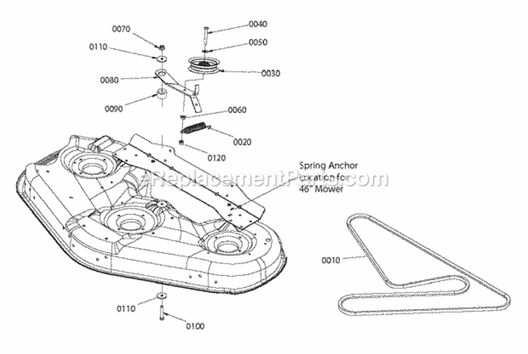 46 Mower Deck - Clutch Group Diagram and Parts List for ESPX2046  Snapper Lawn Tractor