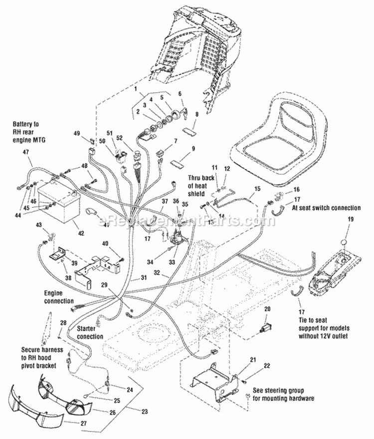 Electrical Group Diagram and Parts List for LT23420 2690808 Snapper Lawn Tractor
