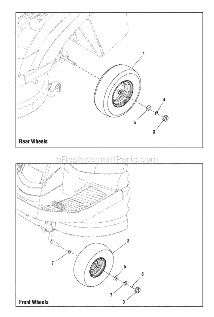 Wheel  Tire Group Diagram and Parts List for LT75 7800352 Snapper Lawn Tractor
