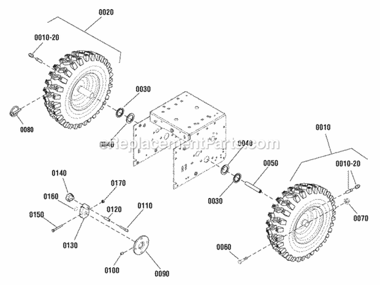 Wheel Group Diagram and Parts List for M1227EX 1695964 Snapper Snow Blower