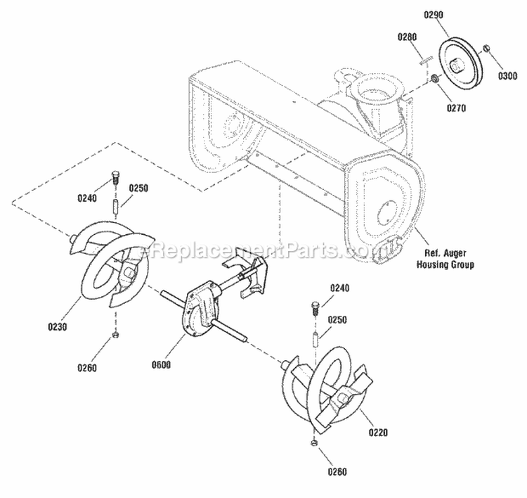 Auger Drive Group Diagram and Parts List for M1429E 1695735 Snapper Snow Blower