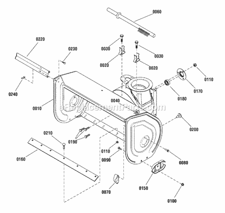 Auger Housing Group Diagram and Parts List for M1227EX 1695964 Snapper Snow Blower