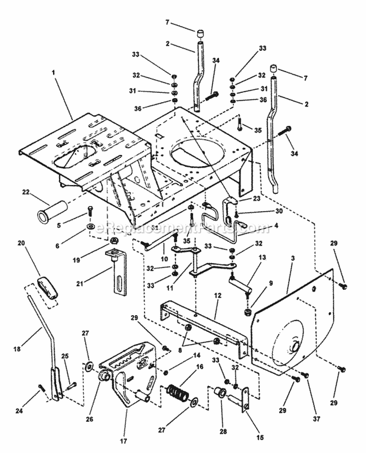 Main Case (Series 17) Diagram and Parts List for M280817B 82519 Snapper Lawn Tractor