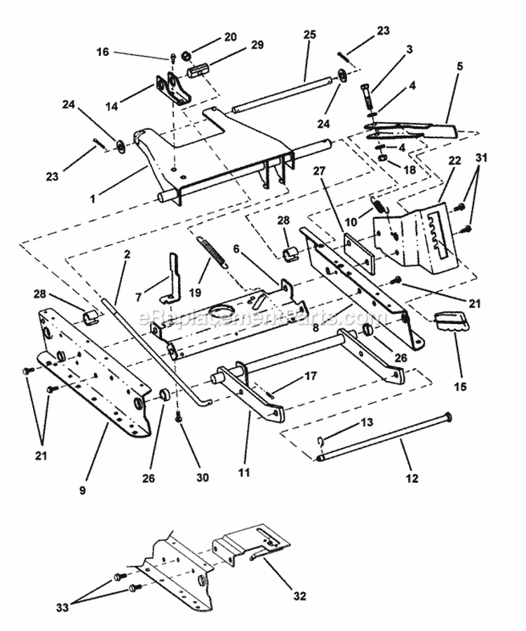 Rails Lift Arms Cam Lift (Series 17) Diagram and Parts List for M280817B 82519 Snapper Lawn Tractor