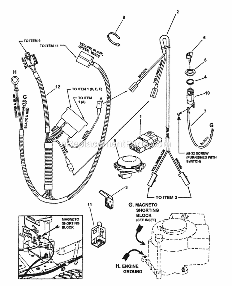 Electrical Systems (For Recoil Start) Diagram and Parts List for M280817B 82519 Snapper Lawn Tractor