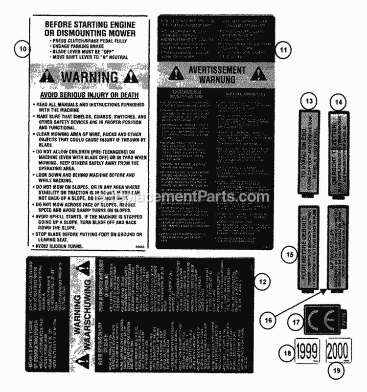 Decals (Part 2) Diagram and Parts List for M280817B 82519 Snapper Lawn Tractor