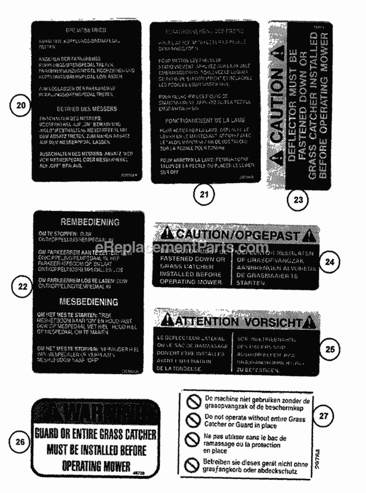 Decals (Part 3) Diagram and Parts List for M280817B 82519 Snapper Lawn Tractor