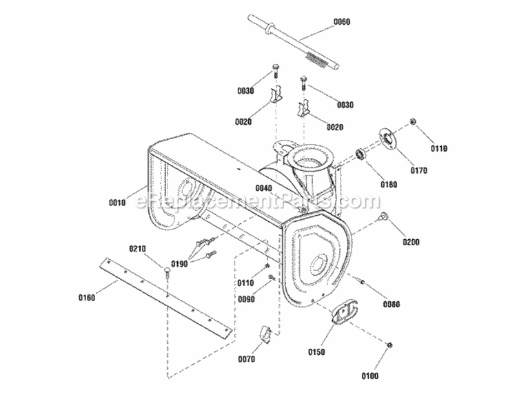 Auger Housing Group Diagram and Parts List for M924E 1695678 Snapper Snow Blower