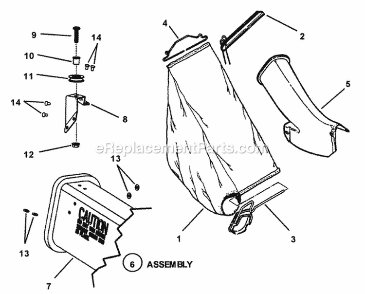 Grass Bag (Swivel Wheel Model) Diagram and Parts List for MRP216014T  Snapper Lawn Mower
