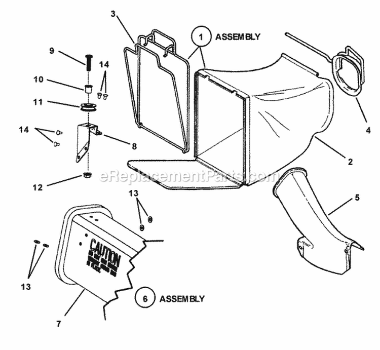Grass Bag (Non-Swivel Wheel Models) Diagram and Parts List for MR215015T  Snapper Lawn Mower
