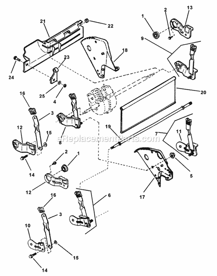 Rear Wheel Brackets Latches Diagram and Parts List for MR215015T  Snapper Lawn Mower