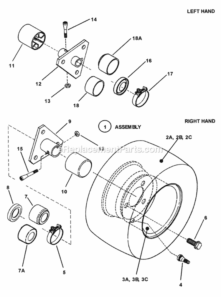 Wheels - Rear Diagram and Parts List for 281016BE  Snapper Lawn Tractor