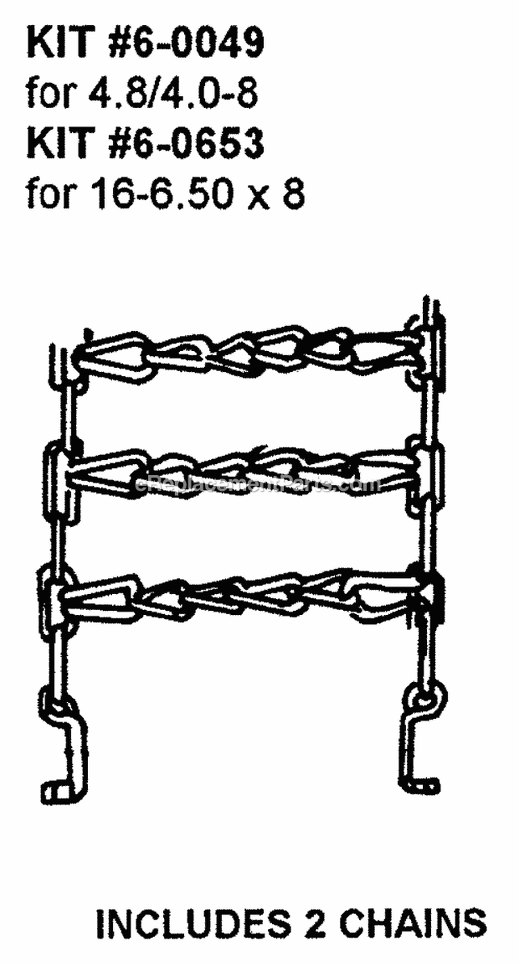 Tire Chains Diagram and Parts List for 8230  Snapper Snow Blower