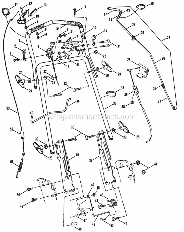 Handles  Controls (Non-Swivel Wheel Models) Diagram and Parts List for NFRP216012E 82431 Snapper Lawn Mower