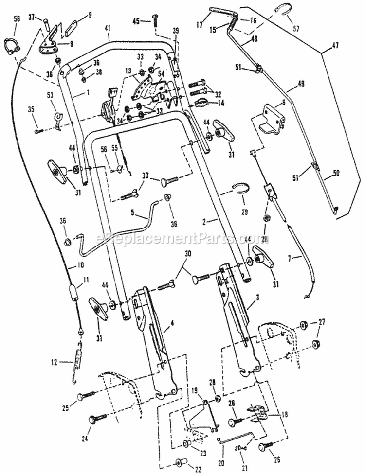 Handles  Controls Diagram and Parts List for NFRP216012  Snapper Lawn Mower