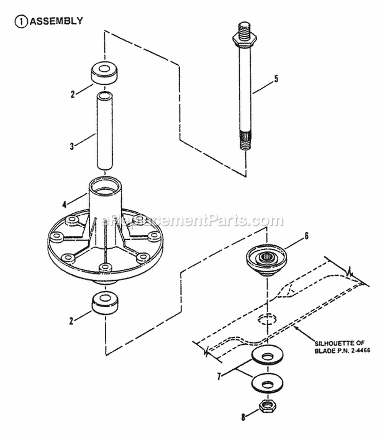 38 Spindle Assembly Diagram and Parts List for HZS14380BVE  Snapper Lawn Tractor