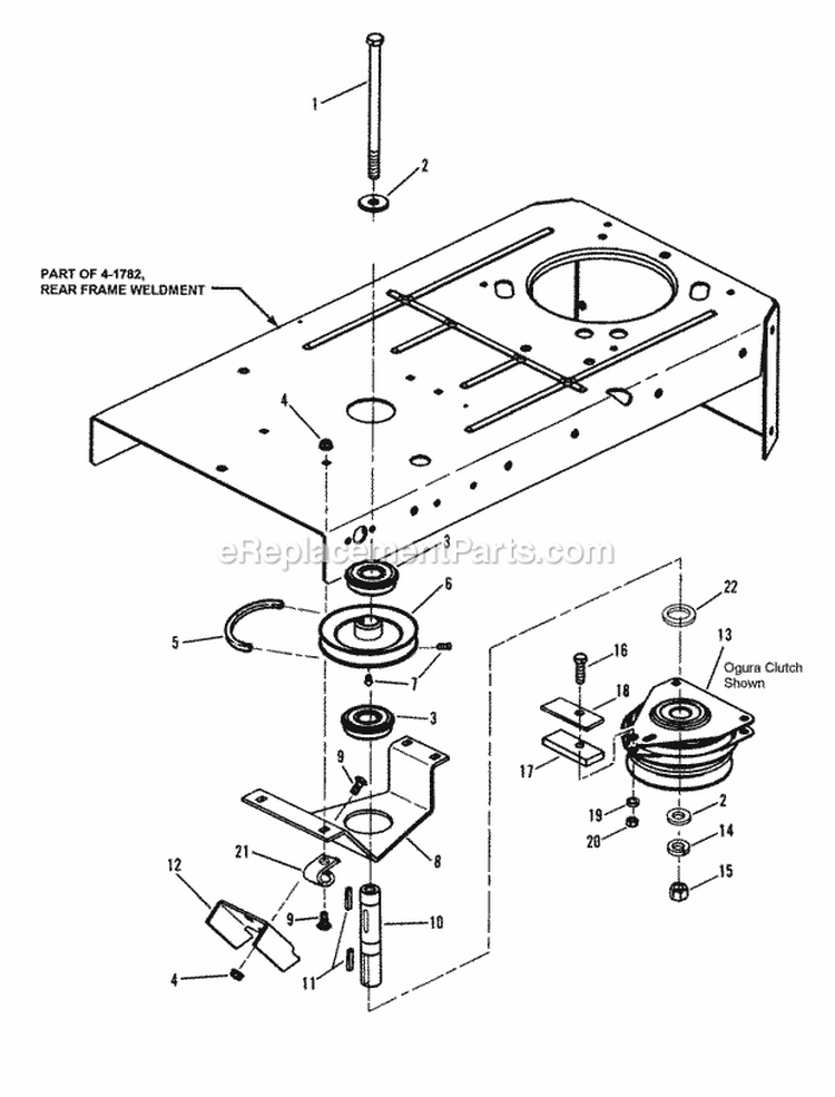 Clutch Assembly Diagram and Parts List for HZ15420KVE  Snapper Lawn Tractor