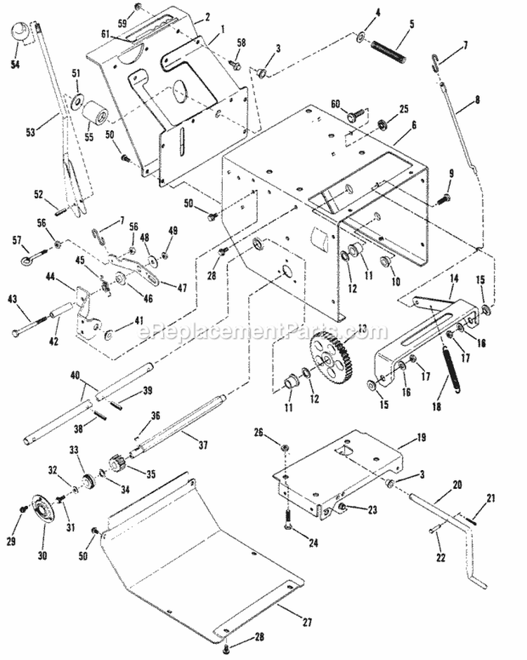Frame Traction Drive Diagram and Parts List for I4221  Snapper Snow Blower
