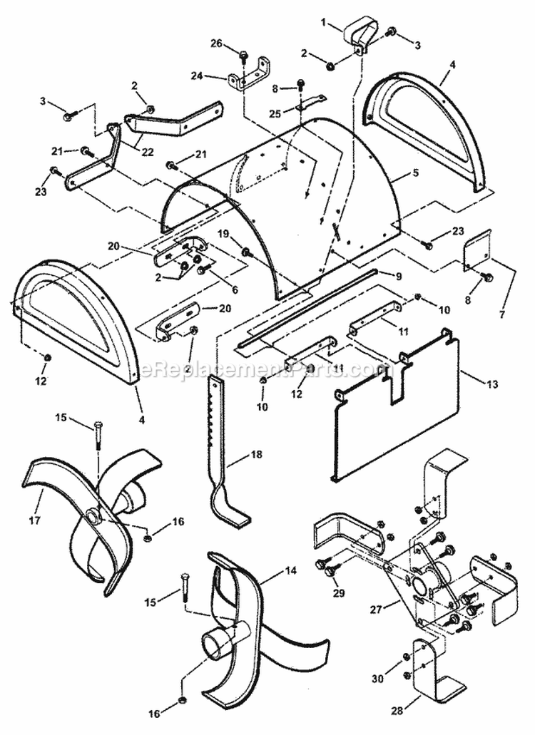 Tiller Head Components Diagram and Parts List for CICFR5505HV 84898 Snapper Tiller