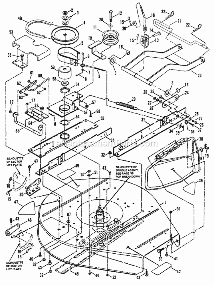 30 Cutting Deck Belts Brakes Diagram and Parts List for NLT120G30DB  Snapper Lawn Tractor