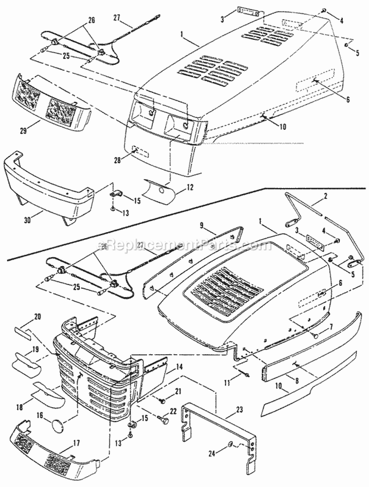 Hood Bumper Headlights  Components Diagram and Parts List for NLT120G30DB  Snapper Lawn Tractor