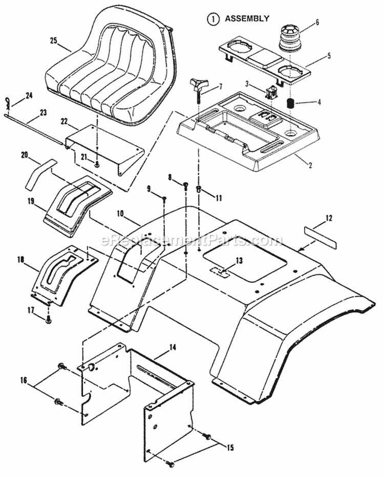 Seat Rear Fender  Components Diagram and Parts List for NLT120G30DB  Snapper Lawn Tractor