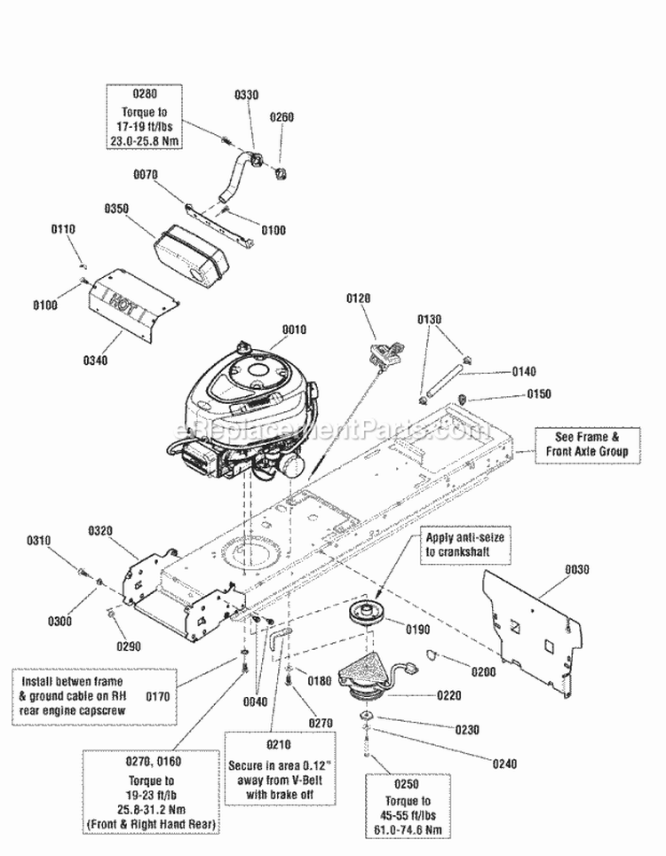 Engine Group - 195Gt  21Gt Briggs  Stratton Single Professional Series Diagram and Parts List for NXT19542 2690846 Snapper Lawn Tractor