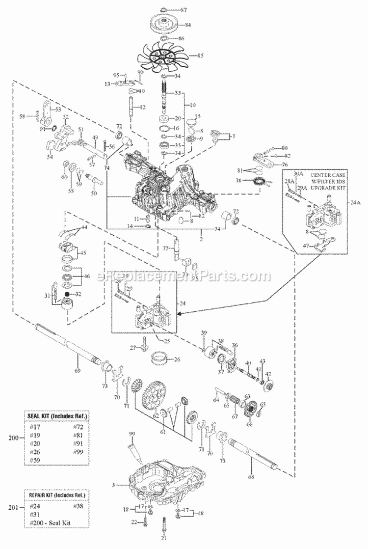 Transmission Service Parts - Tuff Torq K46Bl Diagram and Parts List for LT2452 2690980 Snapper Lawn Tractor