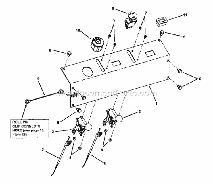 Control Panel Assembly Diagram and Parts List for NZM27611KH  Snapper Lawn Tractor