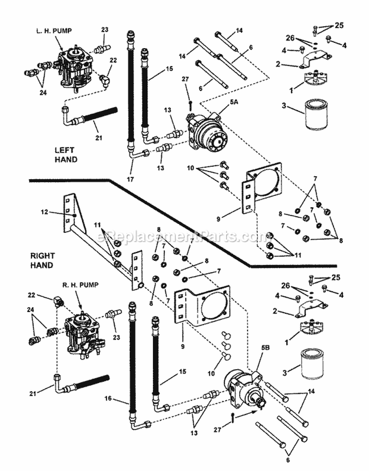Hose Assembly (61 Deck) Pt1 Diagram and Parts List for NZM27612KH  Snapper Lawn Tractor